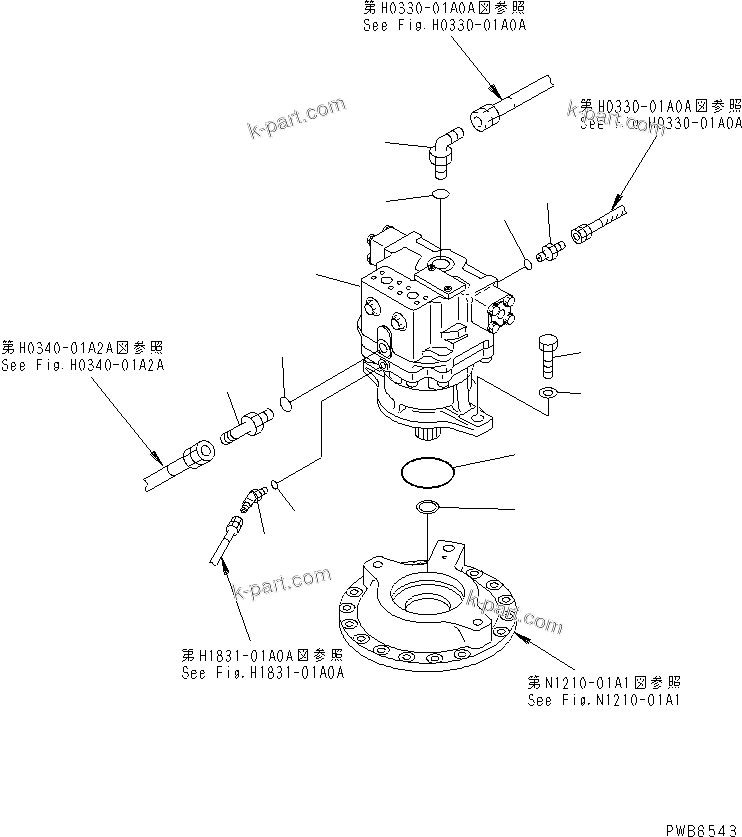Komatsu parts book diagram for PC300-6 S/N 30001-UP: SWING MOTOR (CONNECTING PARTS)(#33001-)