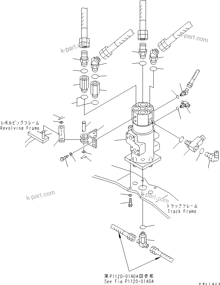 Komatsu parts book diagram for PC300-6 S/N 30001-UP: SWIVEL JOINT (CONNECTING PARTS) (TRAVEL SPEED 3RD)(#33466-)