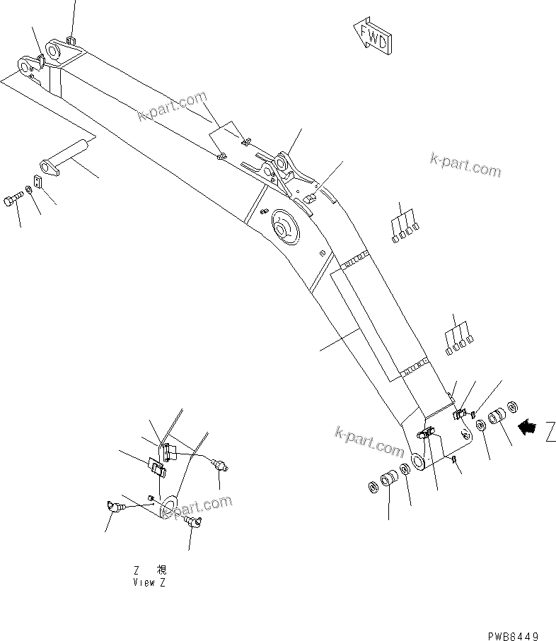 Komatsu parts book diagram for PC300-6 S/N 30001-UP: BOOM (BOOM AND TOP PIN)