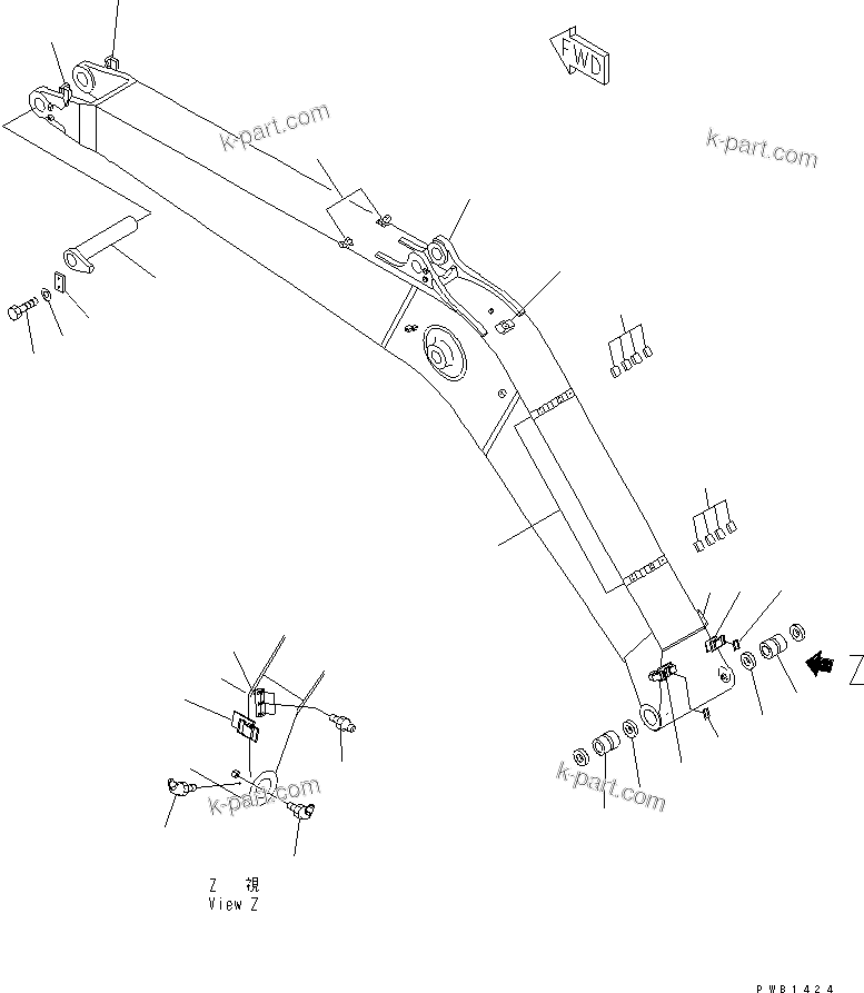 Komatsu parts book diagram for PC300-6 S/N 30001-UP: BOOM (HEAVY DUTY) (BOOM AND TOP PIN)