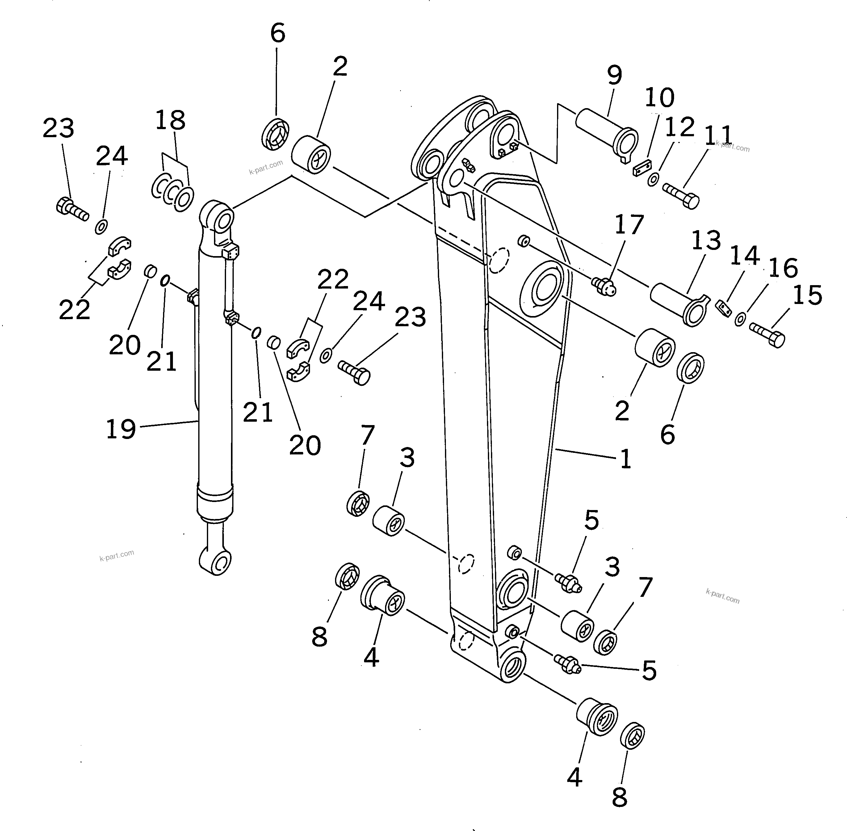 Komatsu parts book diagram for PC300-6 S/N 30001-UP: ARM (2.2M) (ARM AND BUCKET CYLINDER) (FOR COMPONENT)(#30001-31328)