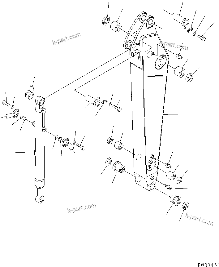 Komatsu parts book diagram for PC300-6 S/N 30001-UP: ARM (2.55M) (ARM AND BUCKET CYLINDER) (FOR COMPONENT)