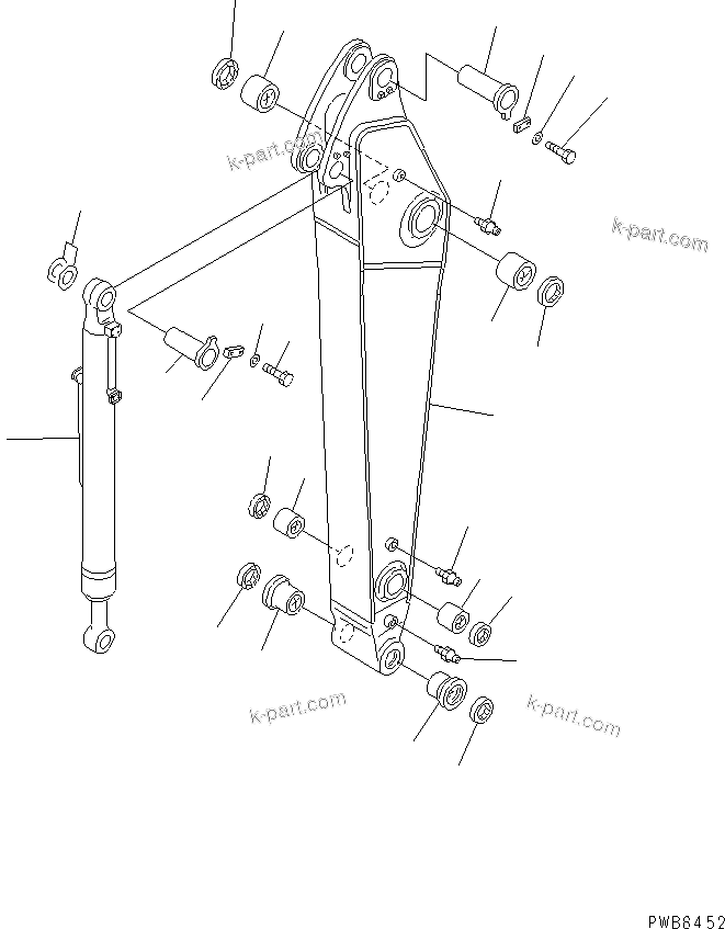Komatsu parts book diagram for PC300-6 S/N 30001-UP: ARM (2.55M) (ARM AND BUCKET CYLINDER)