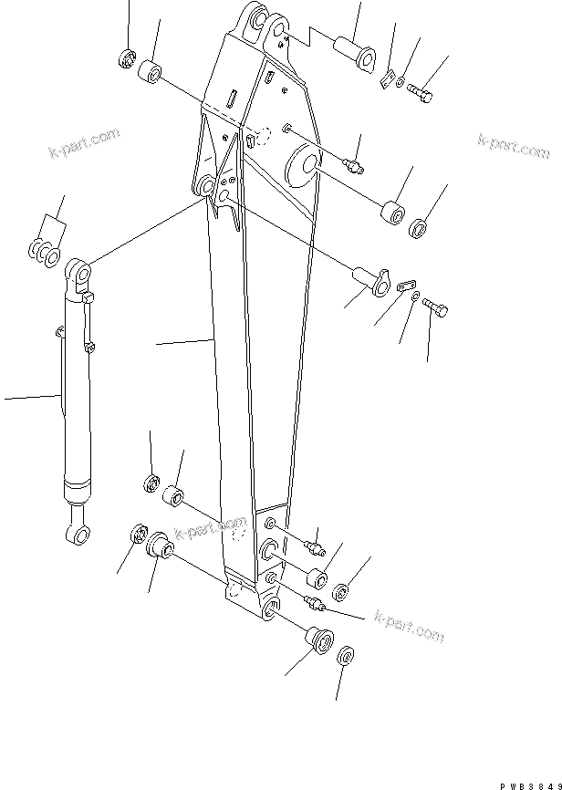 Komatsu parts book diagram for PC300-6 S/N 30001-UP: ARM (3.2M) (ARM AND BUCKET CYLINDER) (WITH AUTO GREASING)