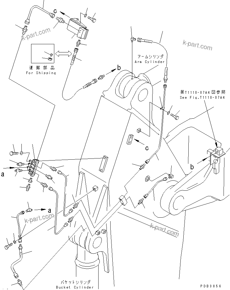 Komatsu parts book diagram for PC300-6 S/N 30001-UP: ARM (3.2M) (HEAVY DUTY) (GREASING LINE) (WITH AUTO GREASING)(KIT)