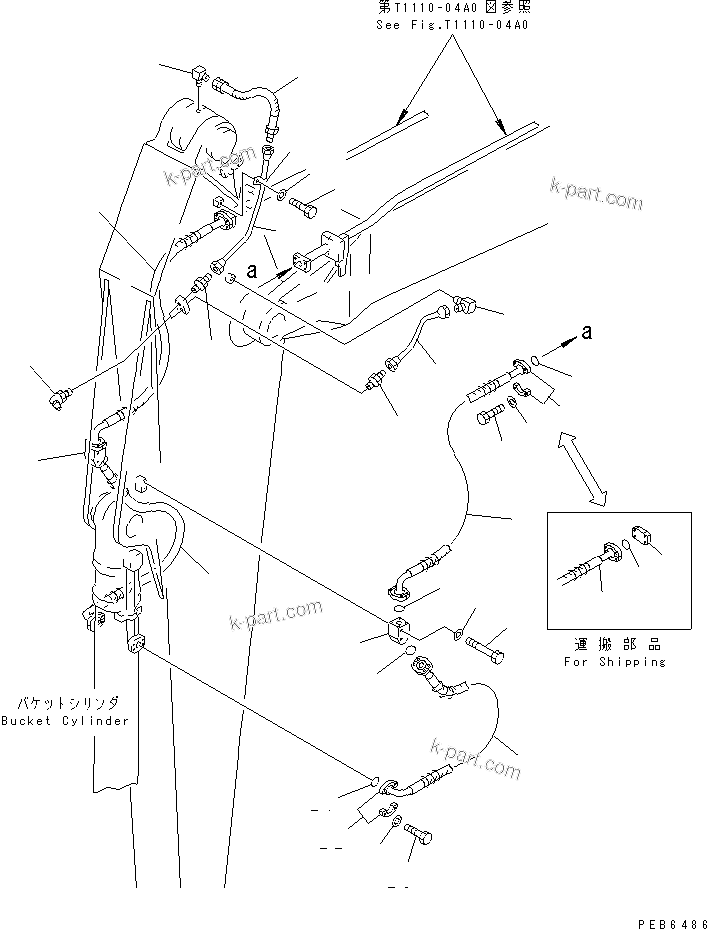 Komatsu parts book diagram for PC300-6 S/N 30001-UP: ARM (4.0M) (BUCKET CYLINDER HOSE)