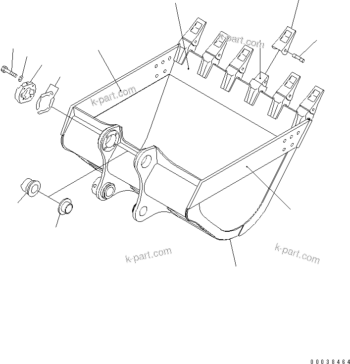 Komatsu parts book diagram for PC300-6 S/N 30001-UP: BUCKET ? 1.4M3 ? 1515MM (HORIZONTAL PIN TYPE) (WITH ADJUSTING)(#34268-)
