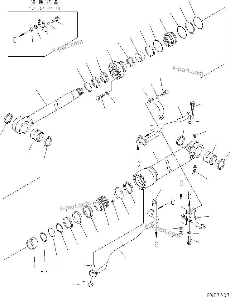 Komatsu parts book diagram for PC300-6 S/N 30001-UP: B00M CYLINDER(#33001-)