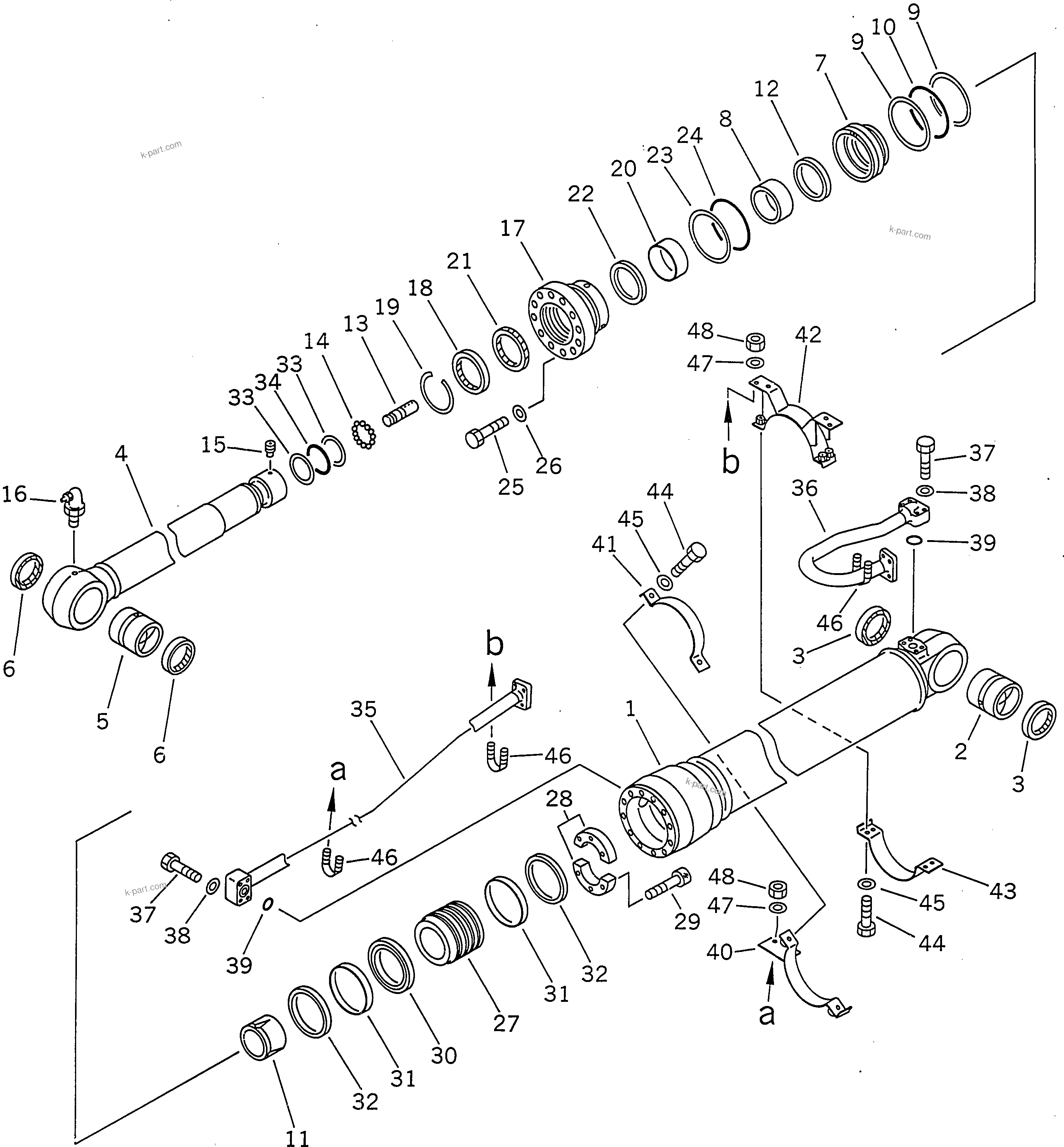 Komatsu parts book diagram for PC300-6 S/N 30001-UP: ARM CYLINDER (FOR HEAVY DUTY BOOM)(#30001-32999)