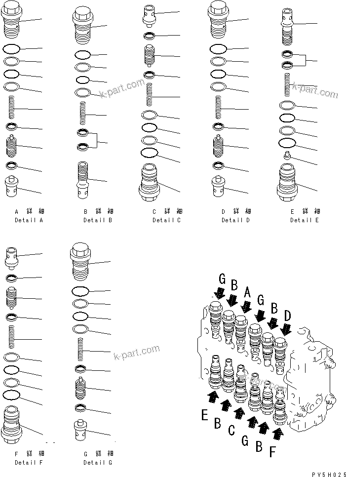 Komatsu parts book diagram for PC300-6 S/N 30001-UP: MAIN VALVE (2-ACTUATOR) (3/15)(#33799-)