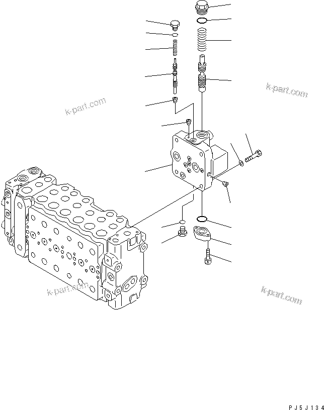 Komatsu parts book diagram for PC300-6 S/N 30001-UP: MAIN VALVE (1-ACTUATOR) (10/12)