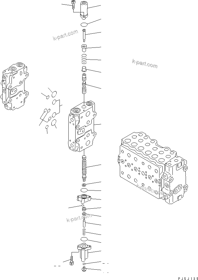 Komatsu parts book diagram for PC300-6 S/N 30001-UP: MAIN VALVE (1-ACTUATOR) (11/12)