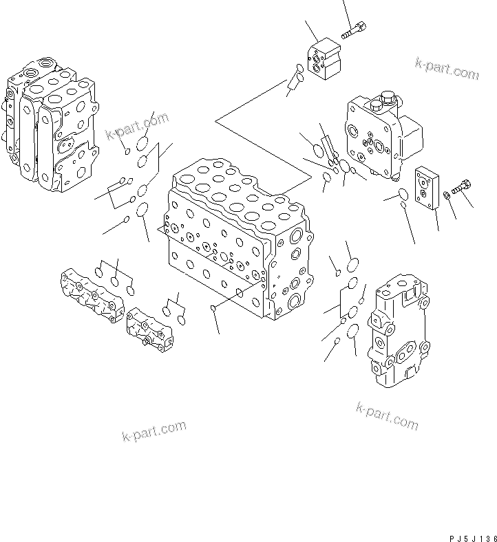 Komatsu parts book diagram for PC300-6 S/N 30001-UP: MAIN VALVE (2-ACTUATOR) (2/15)(#30893-)