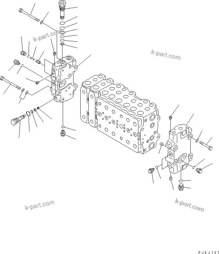 Komatsu parts book diagram for PC300-6 S/N 30001-UP: MAIN VALVE (2-ACTUATOR) (4/15)(#30893-32999)