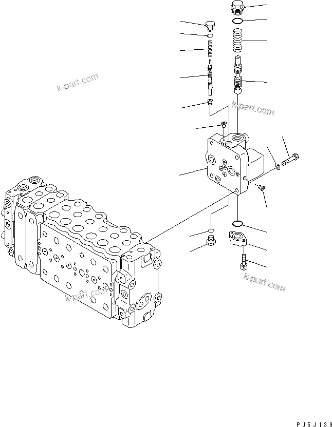 Komatsu parts book diagram for PC300-6 S/N 30001-UP: MAIN VALVE (2-ACTUATOR) (10/15)