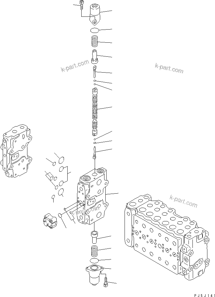 Komatsu parts book diagram for PC300-6 S/N 30001-UP: MAIN VALVE (2-ACTUATOR) (13/15)