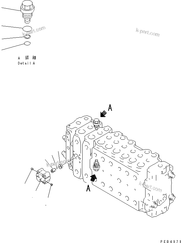 Komatsu parts book diagram for PC300-6 S/N 30001-UP: MAIN VALVE (2-ACTUATOR) (15/15)(#30893-)