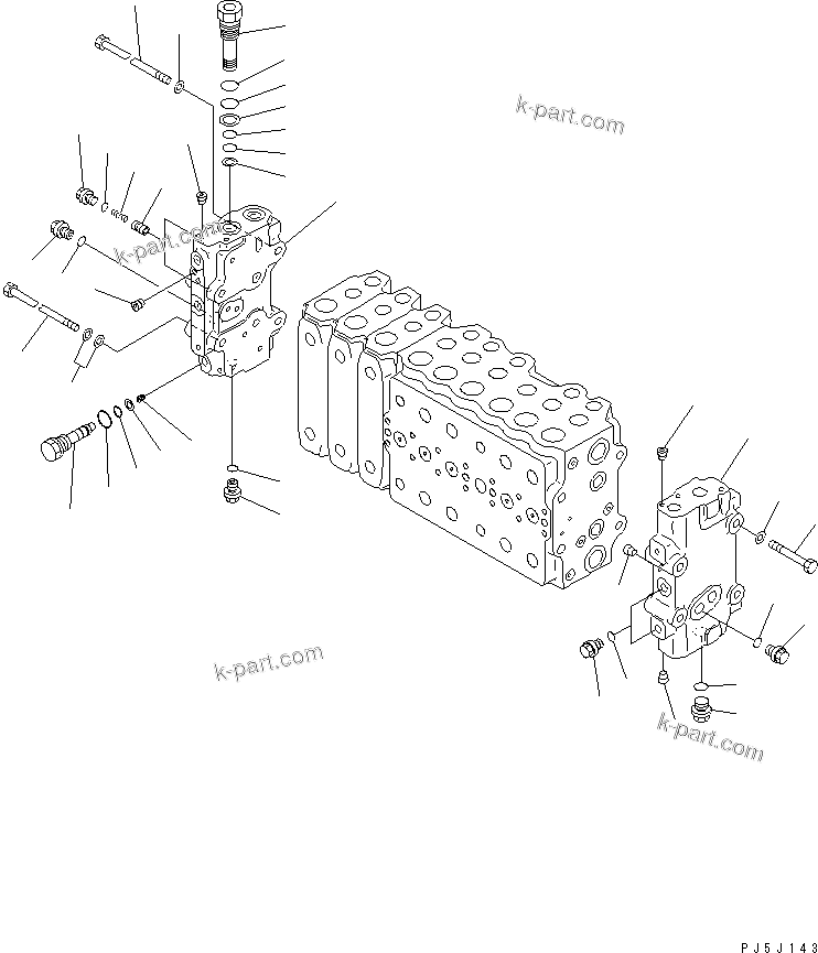 Komatsu parts book diagram for PC300-6 S/N 30001-UP: MAIN VALVE (3-ACTUATOR) (4/17)(#30001-32999)