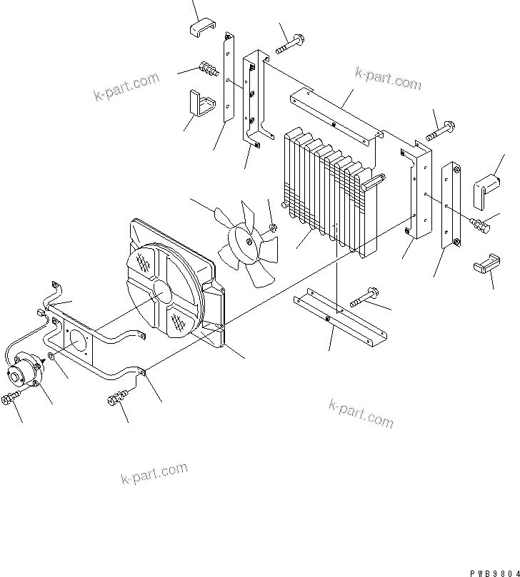 Komatsu parts book diagram for PC300-6 S/N 30001-UP: CONDENSER ASS'Y(#33001-)