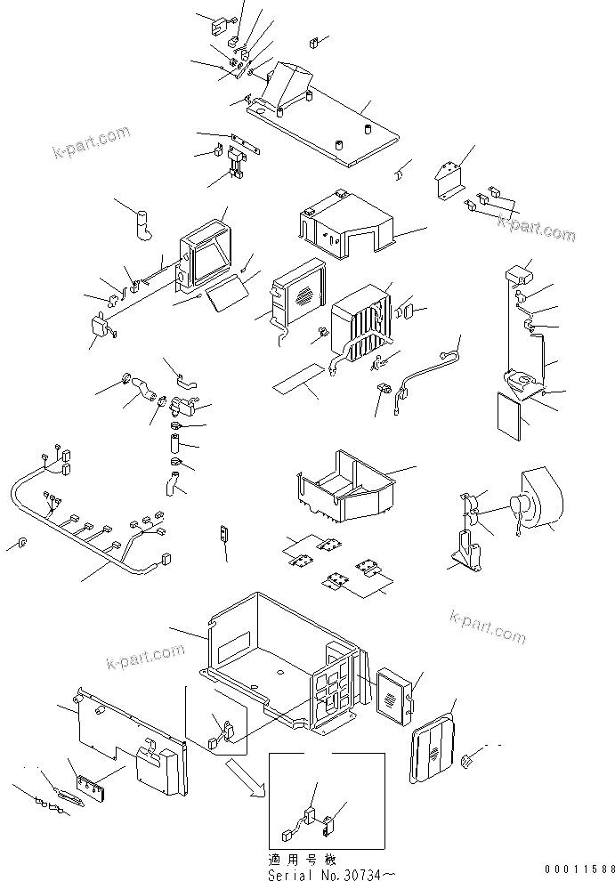Komatsu parts book diagram for PC300-6 S/N 30001-UP: AIR CONDITIONER UNIT (DEN-CON)(#30001-32999)