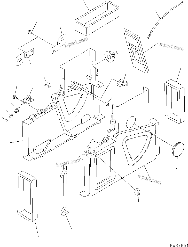 Komatsu parts book diagram for PC300-6 S/N 30001-UP: BOX ASS'Y (AIR DAMPER CASE) (FOR AIR CONDITIONER)