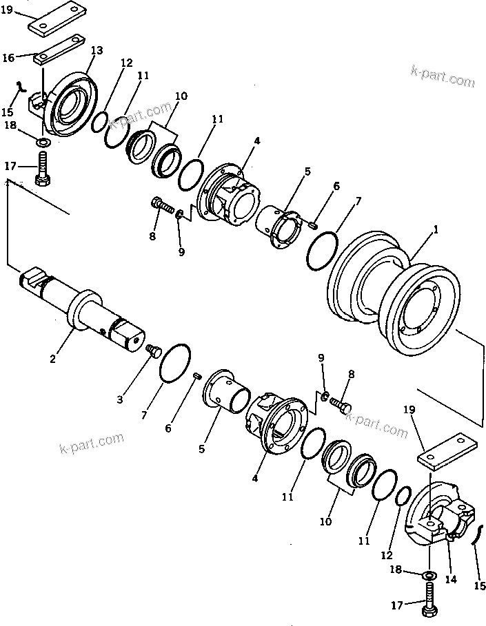 Komatsu parts book diagram for PC300LC-3 S/N 12001-UP: TRACK ROLLER(#12001-14118)