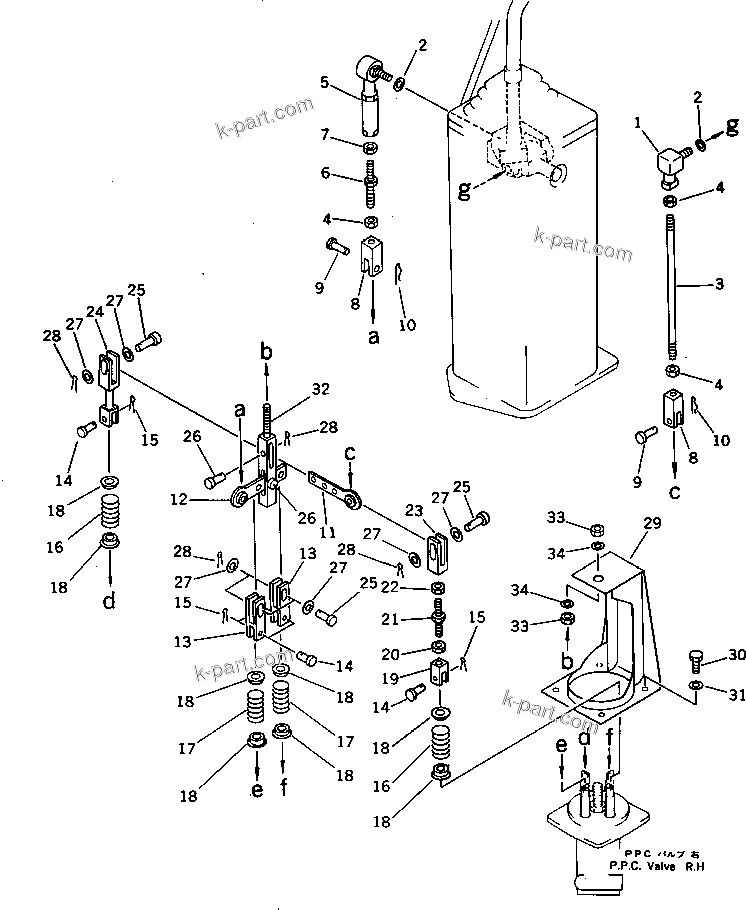 Komatsu parts book diagram for PC300LC-3 S/N 12001-UP: LONG LEVER CONTROL AND STAND ? R.H. (2/2)