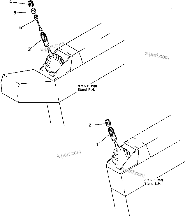 Komatsu parts book diagram for PC300LC-3 S/N 12001-UP: KNOB AND HORN SWITCH (FOR WRIST CONTROL)(#12601-)