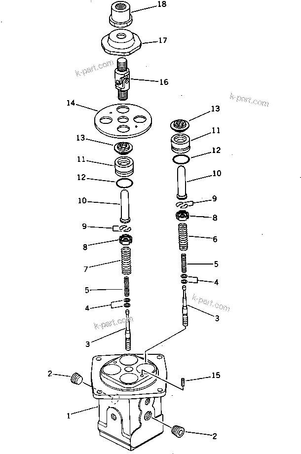 Komatsu parts book diagram for PC300LC-3 S/N 12001-UP: P.P.C. VALVE (FOR WRIST CONTROL)