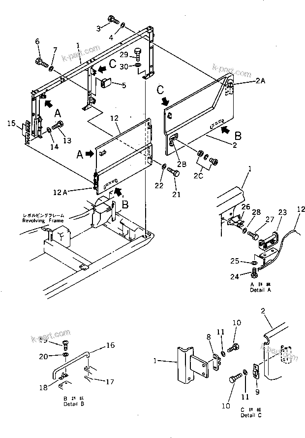 Komatsu parts book diagram for PC300LC-3 S/N 12001-UP: MACHINERY COMPARTMENT (2/5) (WITH VANDALISM)