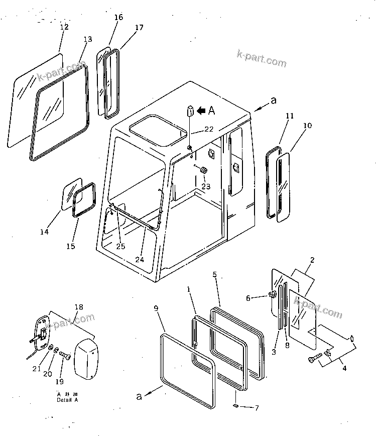 Komatsu parts book diagram for PC300LC-3 S/N 12001-UP: OPERATOR'S CAB (4/6) (TYPE 2) (EXCEPT JAPAN)(#12957-)