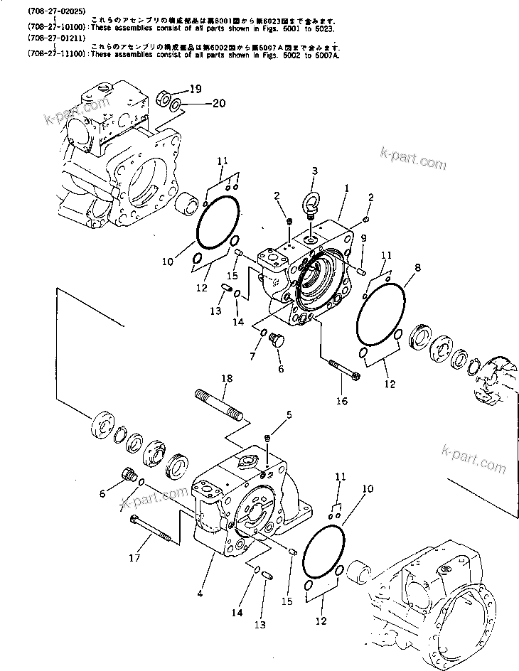 Komatsu parts book diagram for PC300LC-3 S/N 12001-UP: PUMP SUB ASS'Y (4/6) (WITH 3-STAGE SELECTOR MODE OLSS)