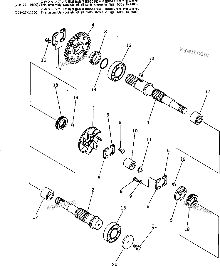 Komatsu parts book diagram for PC300LC-3 S/N 12001-UP: PUMP SUB ASS'Y (6/6) (WITH 3-STAGE SELECTOR MODE OLSS)(#12001-12797)