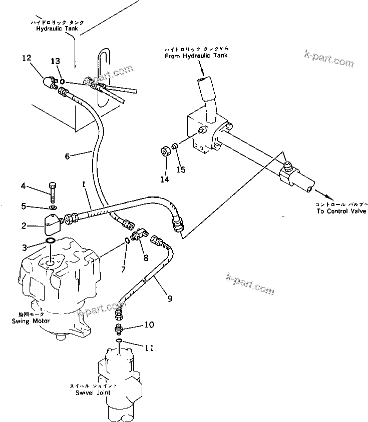Komatsu parts book diagram for PC300LC-3 S/N 12001-UP: HYDRAULIC PIPING (RETURN) (2/2)(#12653-13297)