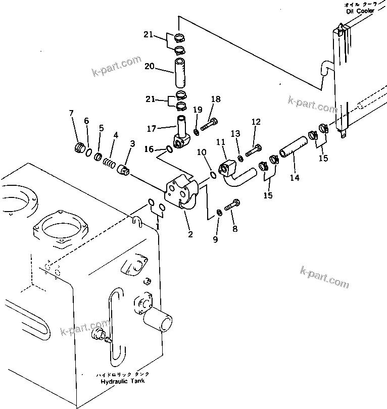 Komatsu parts book diagram for PC300LC-3 S/N 12001-UP: HYDRAULIC PIPING (RETURN AND OIL COOLER)