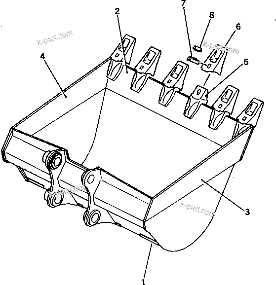 Komatsu parts book diagram for PC300LC-3 S/N 12001-UP: BUCKET ? 1.6M.3 ? WIDTH 1660MM