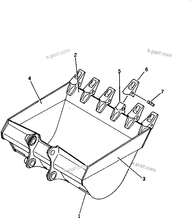 Komatsu parts book diagram for PC300LC-3 S/N 12001-UP: BUCKET ? 1.6M.3 ? WIDTH 1660MM (HORIZONTAL PIN TYPE)