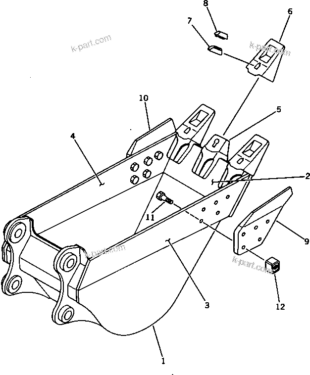 Komatsu parts book diagram for PC300LC-3 S/N 12001-UP: BUCKET ? 0.46M.3 ? WIDTH 610MM