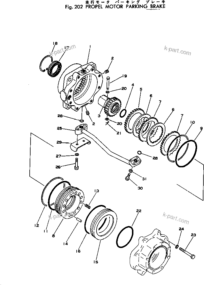 Komatsu parts book diagram for PC300LC-1 S/N 10001-UP: PROPEL MOTOR PARKING BRAKE