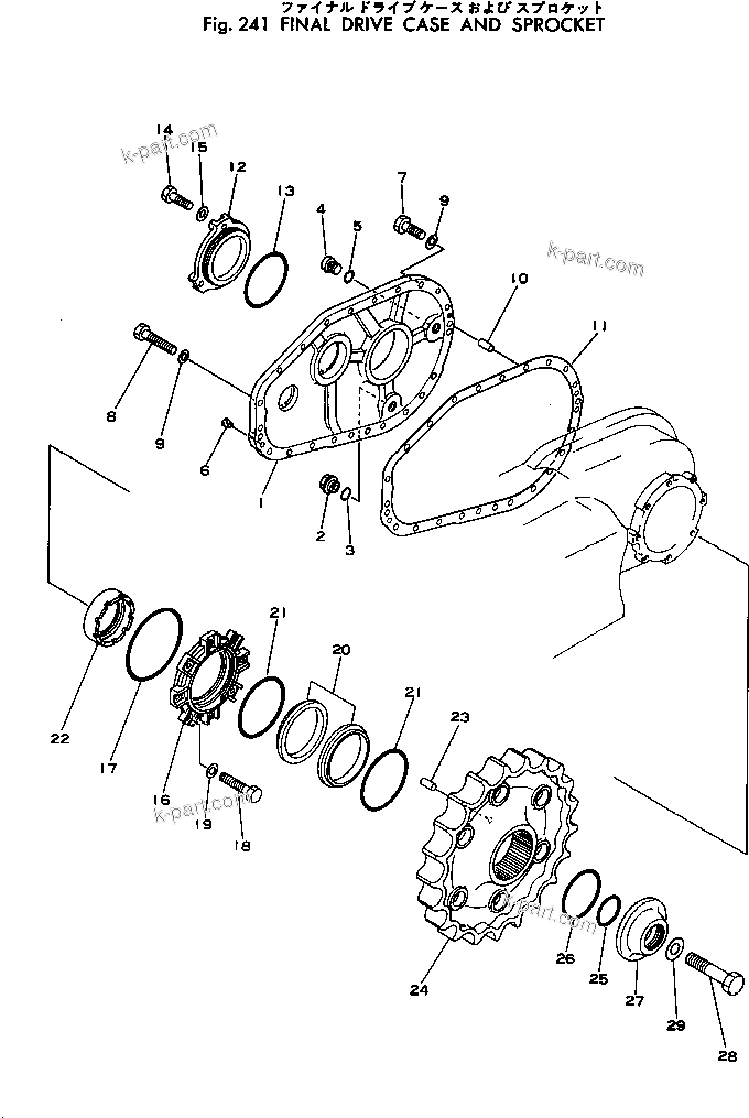 Komatsu parts book diagram for PC300LC-1 S/N 10001-UP: FINAL DRIVE CASE AND SPROCKET