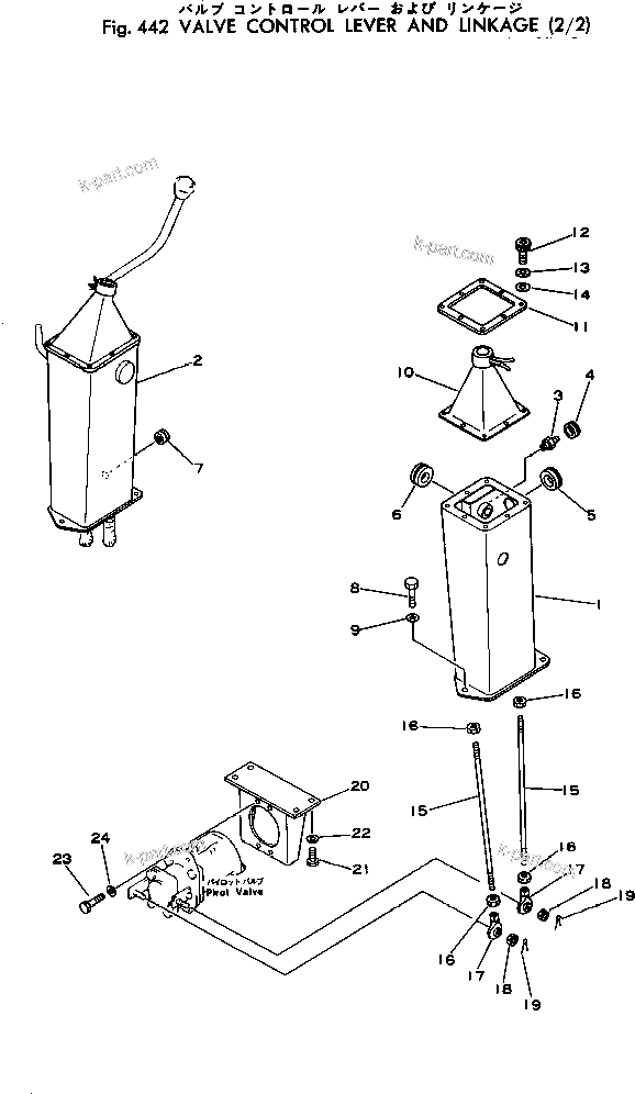 Komatsu parts book diagram for PC300LC-1 S/N 10001-UP: VALVE CONTROL LEVER AND LINKAGE (2/2)