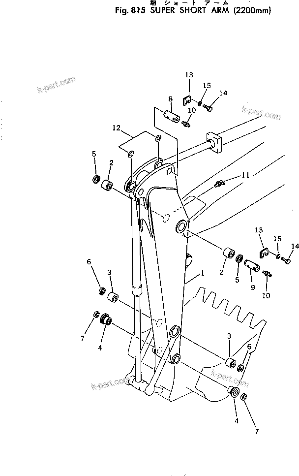 Komatsu parts book diagram for PC300LC-1 S/N 10001-UP: SHORT ARM (2200MM)