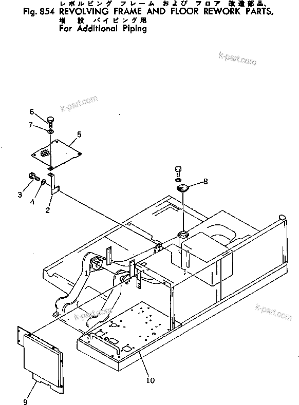 Komatsu parts book diagram for PC300LC-1 S/N 10001-UP: REVOLVING FRAME AND FLOOR REWORK PARTS ? FOR ADD. PIPING