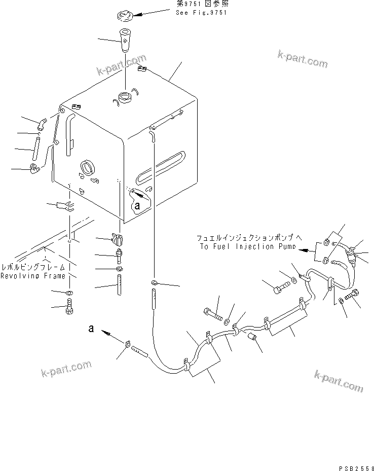 Komatsu parts book diagram for PC300LC-5K S/N K20001-UP: FUEL TANK AND PIPING (EC SAFETY REGULATION)(#K20407-)