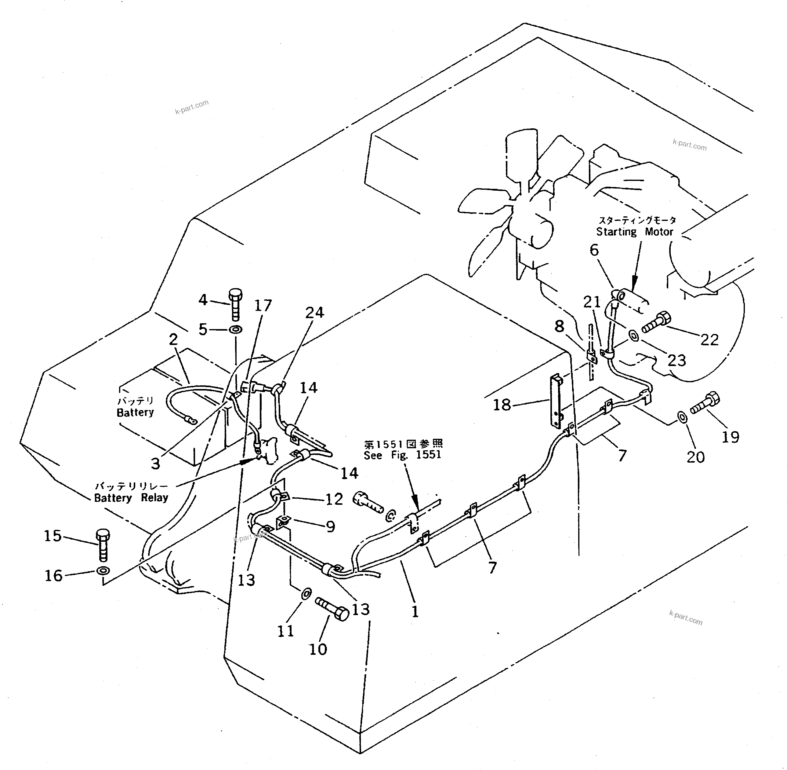 Komatsu parts book diagram for PC300LC-5K S/N K20001-UP: ELECTRICAL SYSTEM (WIRING) (BATTERY TO ENGINE)(#K20001-K20406)