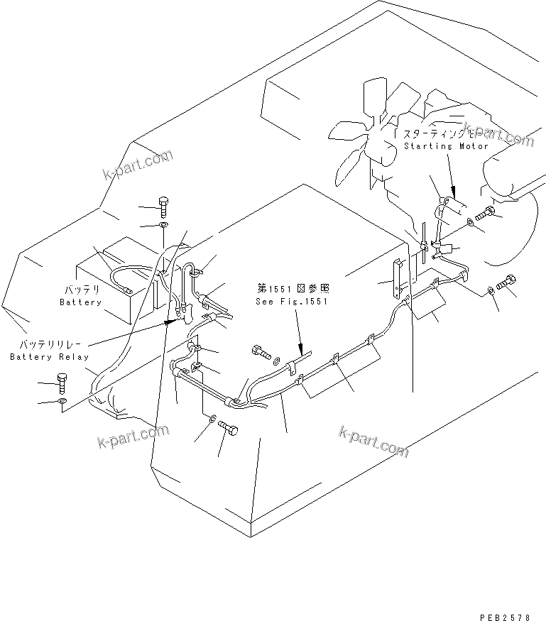 Komatsu parts book diagram for PC300LC-5K S/N K20001-UP: ELECTRICAL SYSTEM (WIRING) (BATTERY TO ENGINE) (EC SAFETY        REGULATION)(#K20407-)