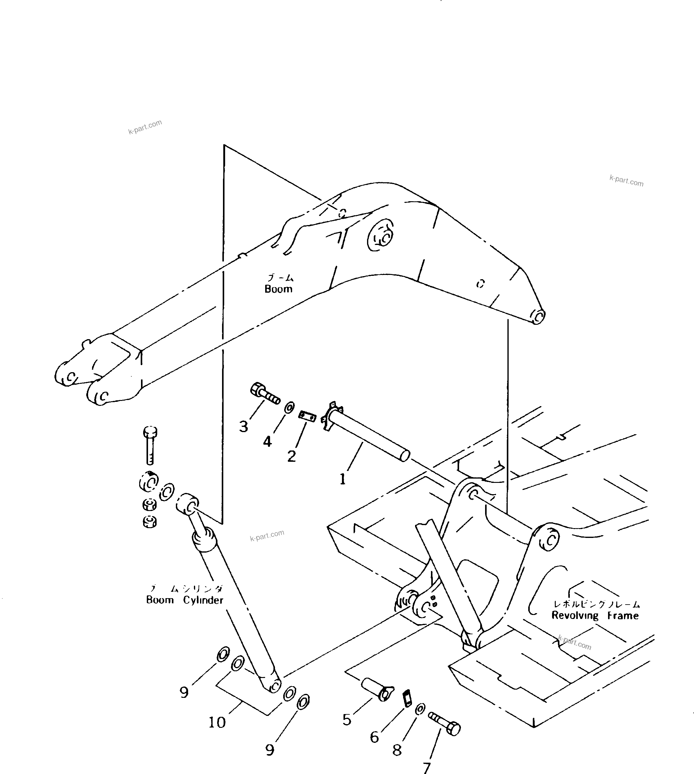 Komatsu parts book diagram for PC300LC-5K S/N K20001-UP: BOOM FOOT PIN (TBG SPEC.)