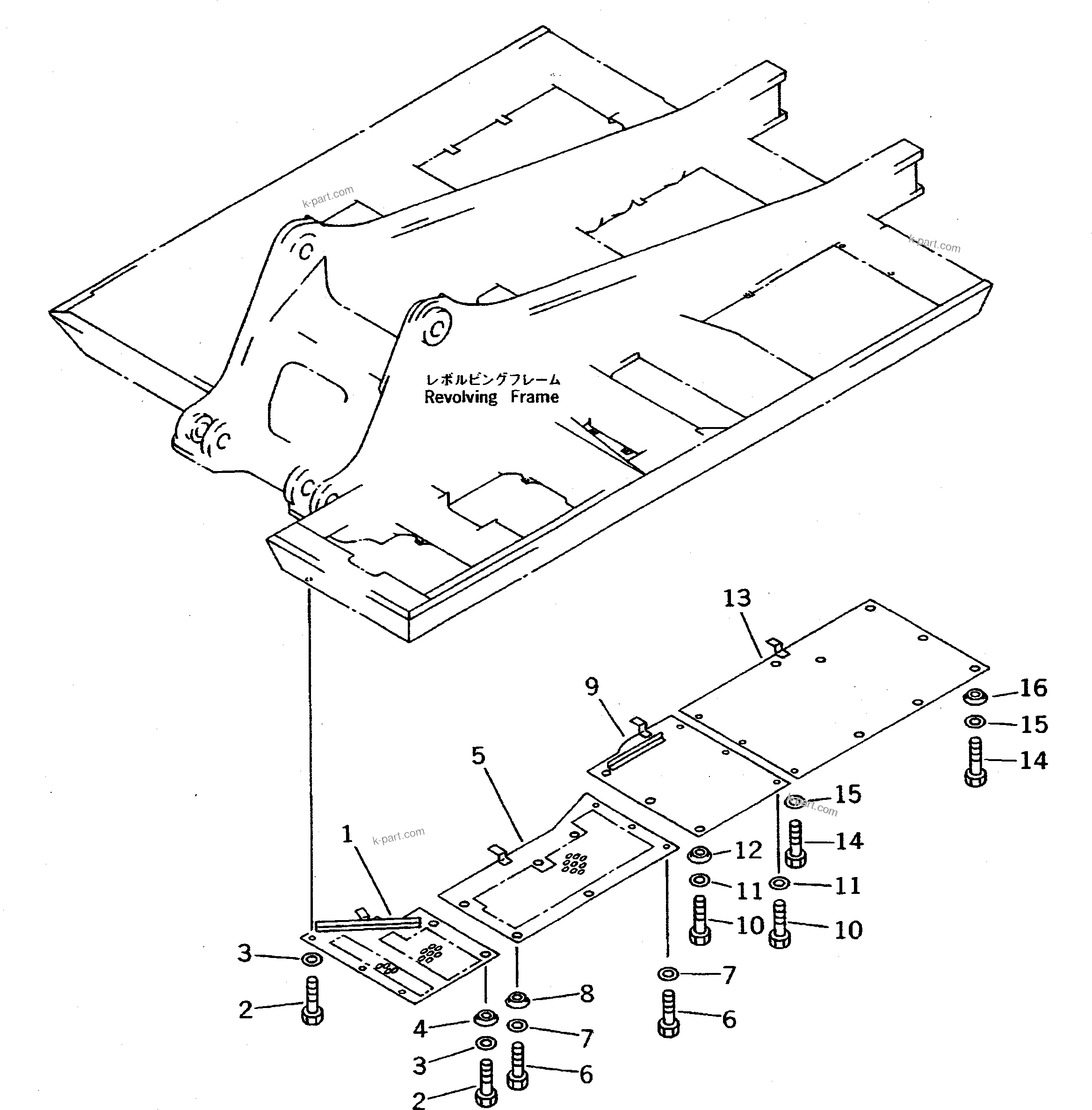 Komatsu parts book diagram for PC300LC-5K S/N K20001-UP: UNDER COVER (FOR FRAME L.H.)