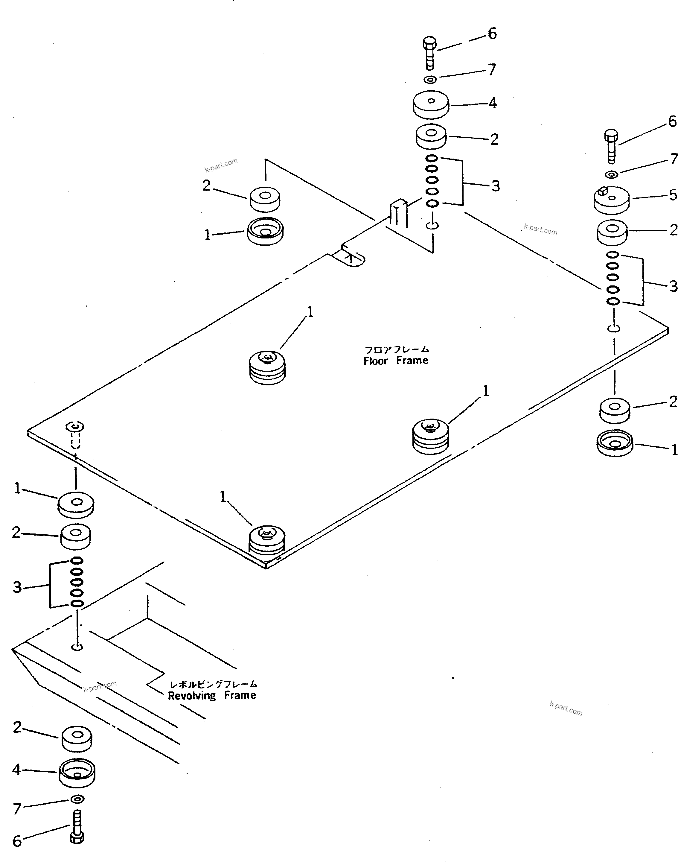 Komatsu parts book diagram for PC300LC-5K S/N K20001-UP: FLOOR FRAME MOUNT