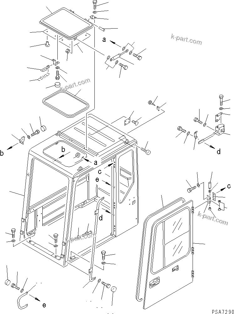 Komatsu parts book diagram for PC300LC-5K S/N K20001-UP: OPERATOR'S CAB (1/6) (CAB AND DOOR) (TBG SPEC.)                  (EC SAFETY REGULATION)(#K20407-)